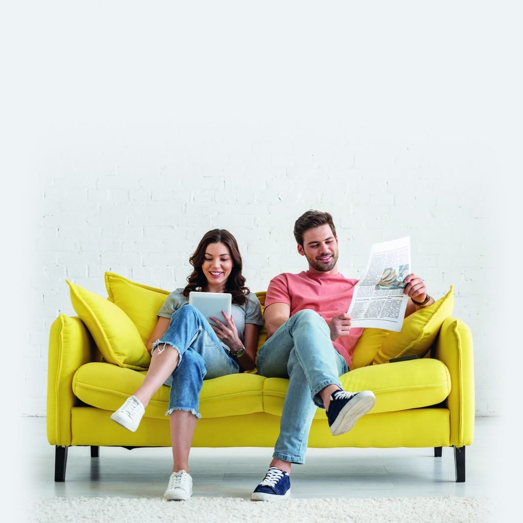 Couple reading the paper